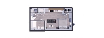 Apartments In Miami Beach, FL for Rent – The Anamar at Collins Park- 3D Floorplan of our studio 418-431 Sq. Ft. Apartment