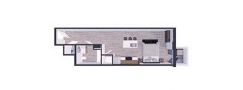 Miami Beach Apartments – The Anamar at Collins Park – 3D rendering of our Studio 486 Sq. Ft. Apartment