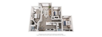 Flats on maples street 3b 2b 3d floor plan