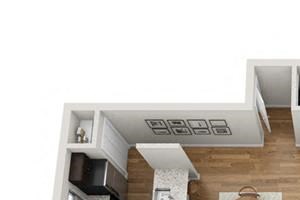 2 Bed 2 Bath 1050 square feet 3d furnished floor plan with Porch/Patio, Washer and Dryer
