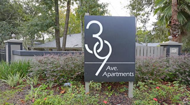 39th Avenue apartments in Gainesville, FL photo of monument sign for community