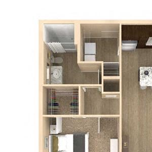 3d 1 Bed 1 Bath 824 square feet floor plan Horizon