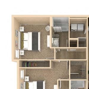 3d 2 Bed 2 Bath 1189 square feet floor plan Oasis