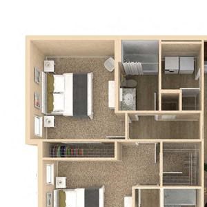 3d 2 Bed 2 Bath 1128 square feet floor plan Palm
