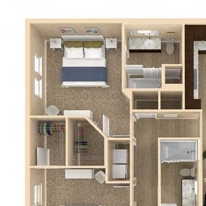 3d 3 Bed 2 Bath 1319 square feet floor plan Vista