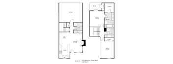 2BR/3BA 1,220 sq. ft.
