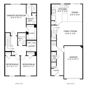 Townhome Floor Plan at Harrison Landing, Simpsonville, 29680
