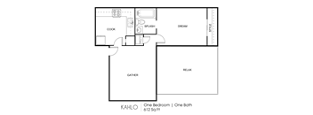 1BR/1BA 612 sq. ft.