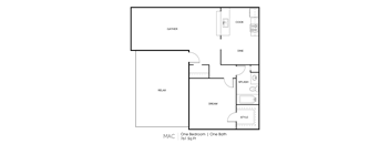 1BR1BA 761 sq. ft.