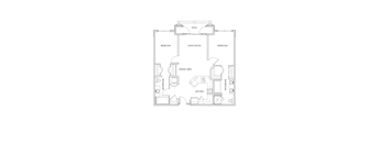 A floor plan of a house with a living room, dining area, kitchen, and four bedrooms.