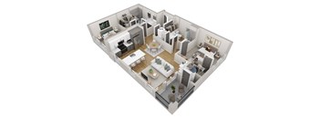 3d floor plan of a home with a living room and a dining room