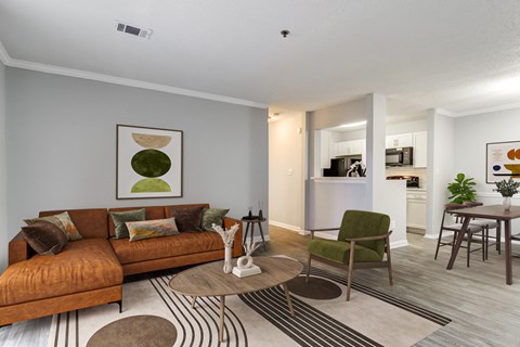 a living room with a couch and a coffee table