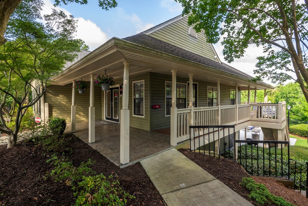 Exterior of the leasing office building at Forest Glen apartments in Austell, GA 30106, near South Cobb County and Douglasville.