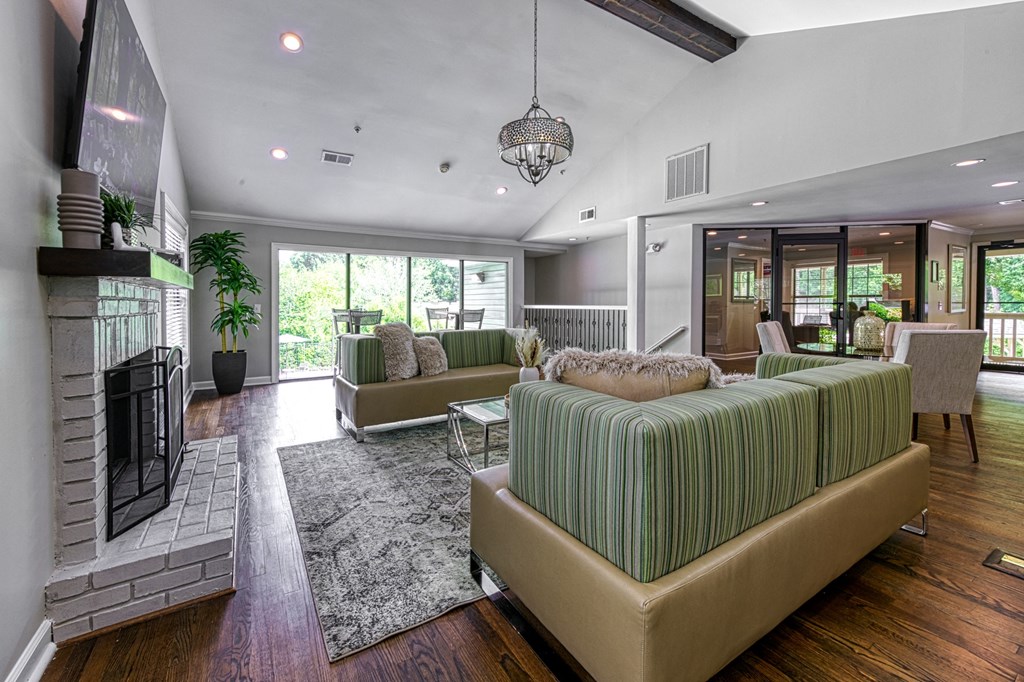 Clubhouse with comfortable seating and community space at Forest Glen apartments in Austell, GA 30106, near South Cobb County and Douglasville.