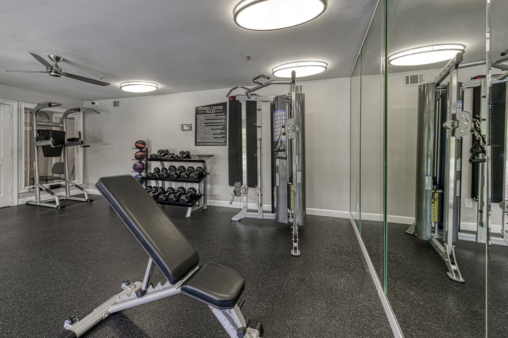 Fitness studio with cardio equipment at Forest Glen apartments in Austell, GA 30106, near South Cobb County and Douglasville.