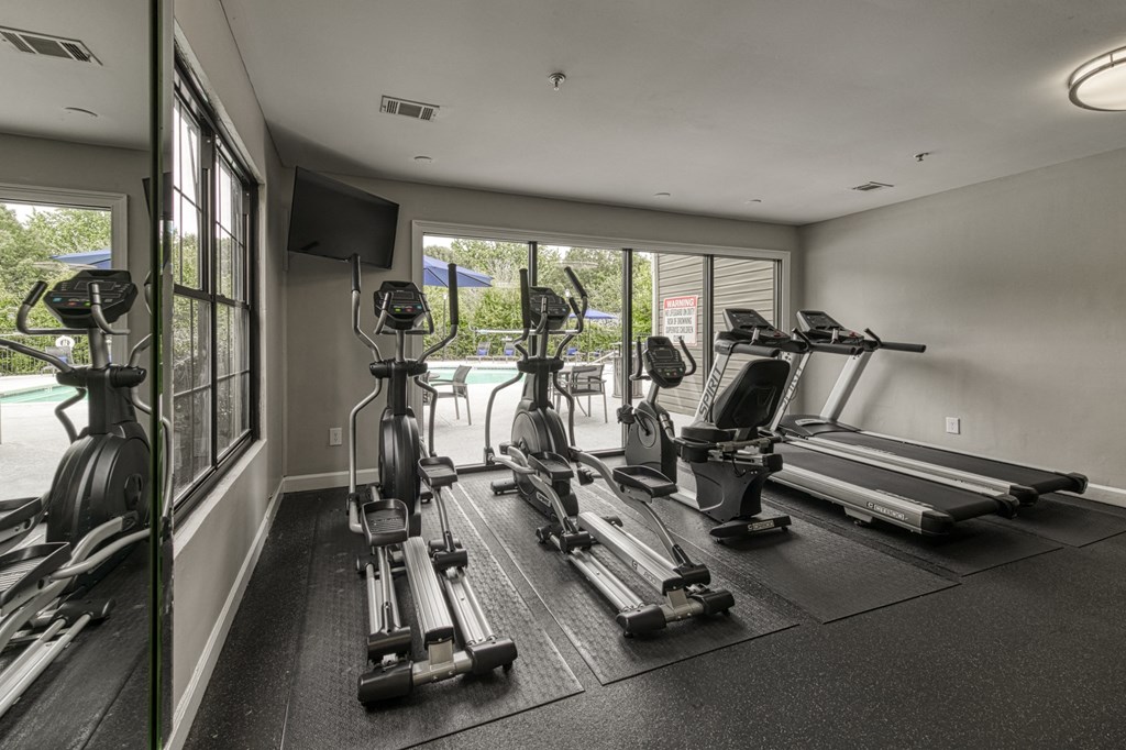 Fitness studio with modern equipment at Forest Glen apartments in Austell, GA 30106, near South Cobb County and Douglasville.