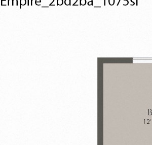 2 Bed 2 Bath 1075 square feet floor plan B2
