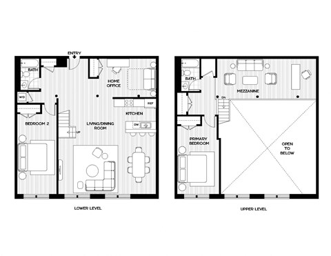 two layouts of a floor plan of a house