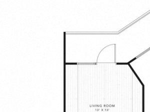 A1C 1 Bed 1 Bath 817 square feet floor plan