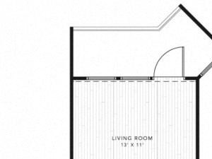 A1 1 Bed 1 Bath 726 square feet floor plan