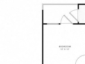 A3A 1 Bed 1 Bath 717 square feet floor plan