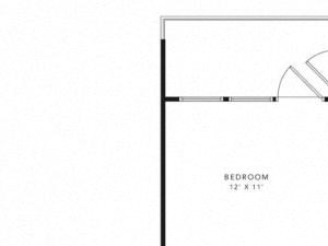 A3 1 Bed 1 Bath 740 square feet floor plan