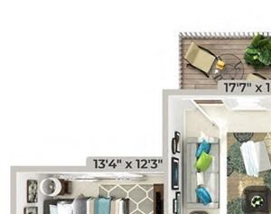 3d furnished 2 Bed 2 Bath 1166 square feet floor plan Laurel