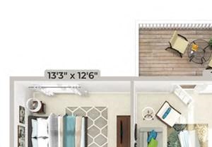 3d furnished 1 Bed 1 Bath 1094 square feet floor plan Oakdale