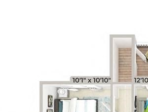 3d furnished 3 Bed 2 Bath 1403 square feet floor plan Walden