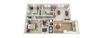 Brookview Apartments 3b1.5b 3D Floor Plan