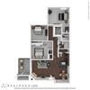 3 Bed 2 Bath 1253 square feet floor plan THE HIBISCUS 3d furnished