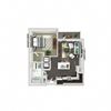 1 Bed 1 Bath 696 square feet floor plan A2A