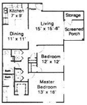 THE WILLOW Floorplan The Willow, 2 Bed, 2 Bath, 1368 sq. ft.