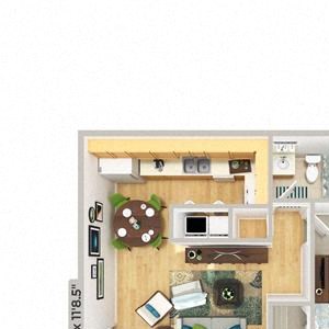1 Bed 1 Bath 650 square feet floor plan