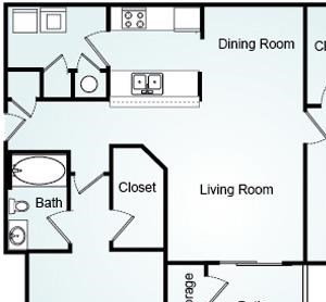 Litchfield - Two Bedroom-2 Bath Floorplan 2 Bed, 2 Bath, 1223 square feet floor plan Litchfield