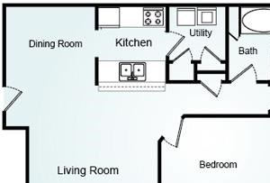 Summerset - Two Bedroom-1 Bath Floorplan 2 Bed, 1 Bath, 1117 square feet floor plan Summerset