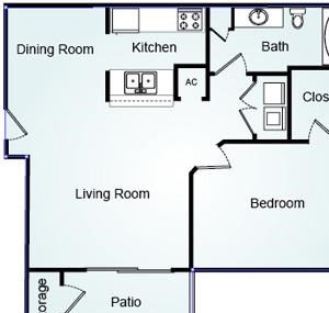 Westport - One Bedroom-1 Bath Floorplan 1 Bed, 1 Bath, 800 square feet floor plan Westport