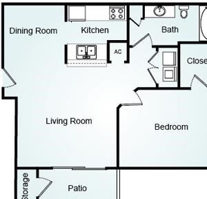 Westport With Sunroom - One Bedroom-1 Bath Floorplan 1 Bed, 1 Bath, 900 square feet floor plan Westport With Sunroom