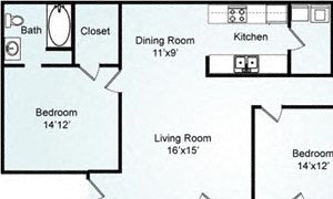 THE CYPRESS Floorplan The Cypress, 3 Bed, 2 Bath, 1362 sq. ft.
