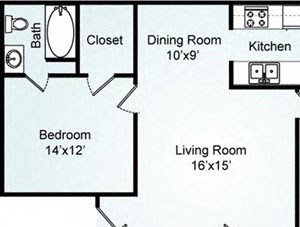 THE WILLOW Floorplan The Willow, 2 Bed, 2 Bath, 1150 sq. ft.