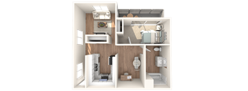 a floor plan of a 1 bedroom apartment