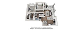 a 1 bedroom floor plan with a bathroom and a bedroom