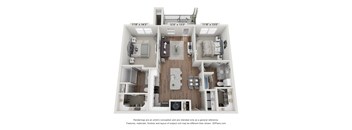 a 3 bedroom floorplan with a wood floor