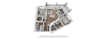 a 3d floor plan of a 2100 sq ft house