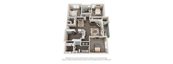 Pet-Friendly Apartments in Duluth, GA– Grande Club – A 3D floor plan of our three bedroom apartmenst