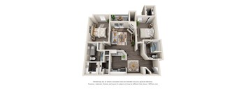 Modern Duluth, GA Apartments – Grande Club – 3D floorplan of our Majestic floorplan that has two bedrooms