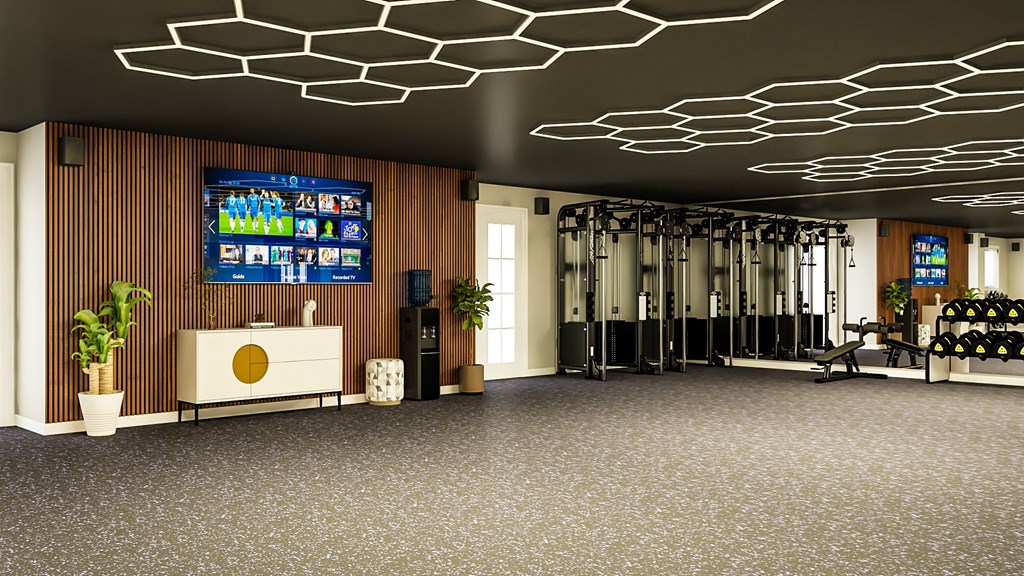 Pet-Friendly Apartments in Sandy Springs – Celebration at Sandy Springs - rendering of fitness center