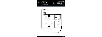 A black and white image of a floor plan for an apartment.