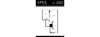 A black and white image of a floor plan for an apartment.