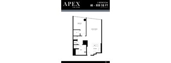 A black and white image of a floor plan for an apartment named Apex.
